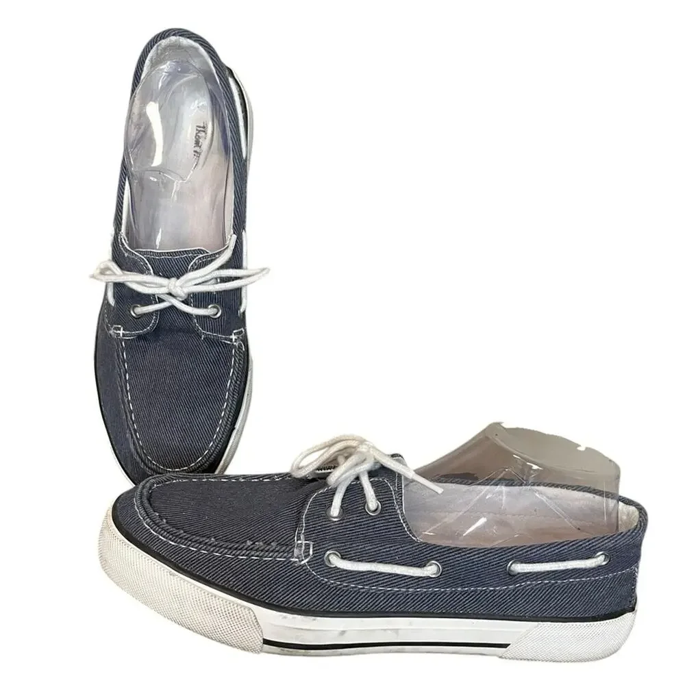 THOM McAn Denim Foster Boat Shoes Dark‎ Blue Men’s Size 9